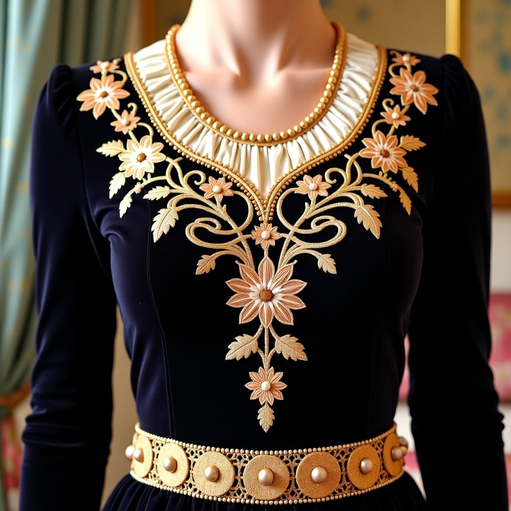Royal Gold Garden Neck Dress