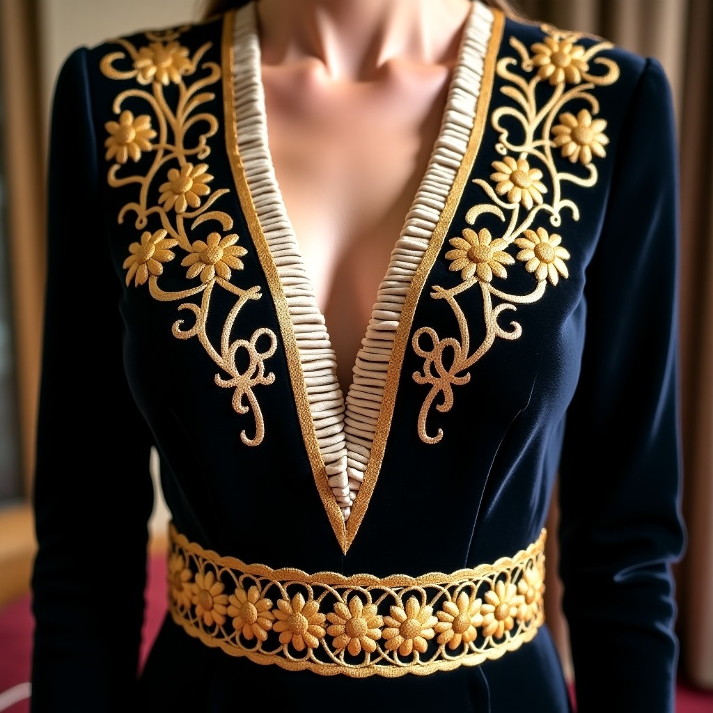 Regal Fleur Evening Embroidered Dress