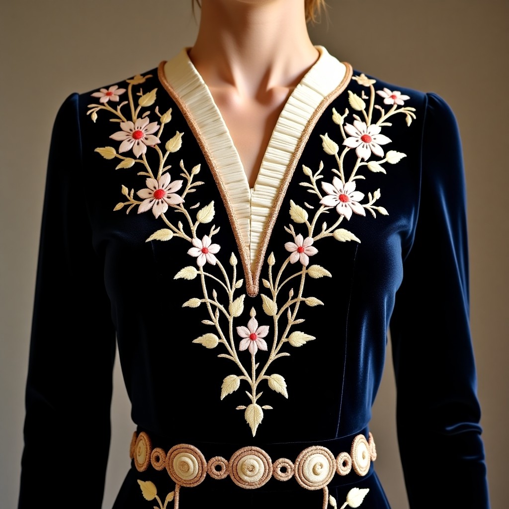 Regal Golden Vine Neck Gown