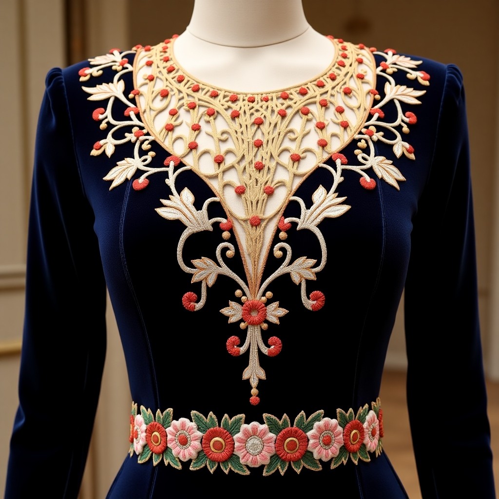 Royal Duchess Floral Neckline Gown