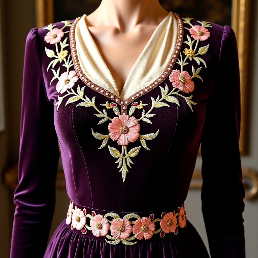 Royal Rose Imperial Neck Dress