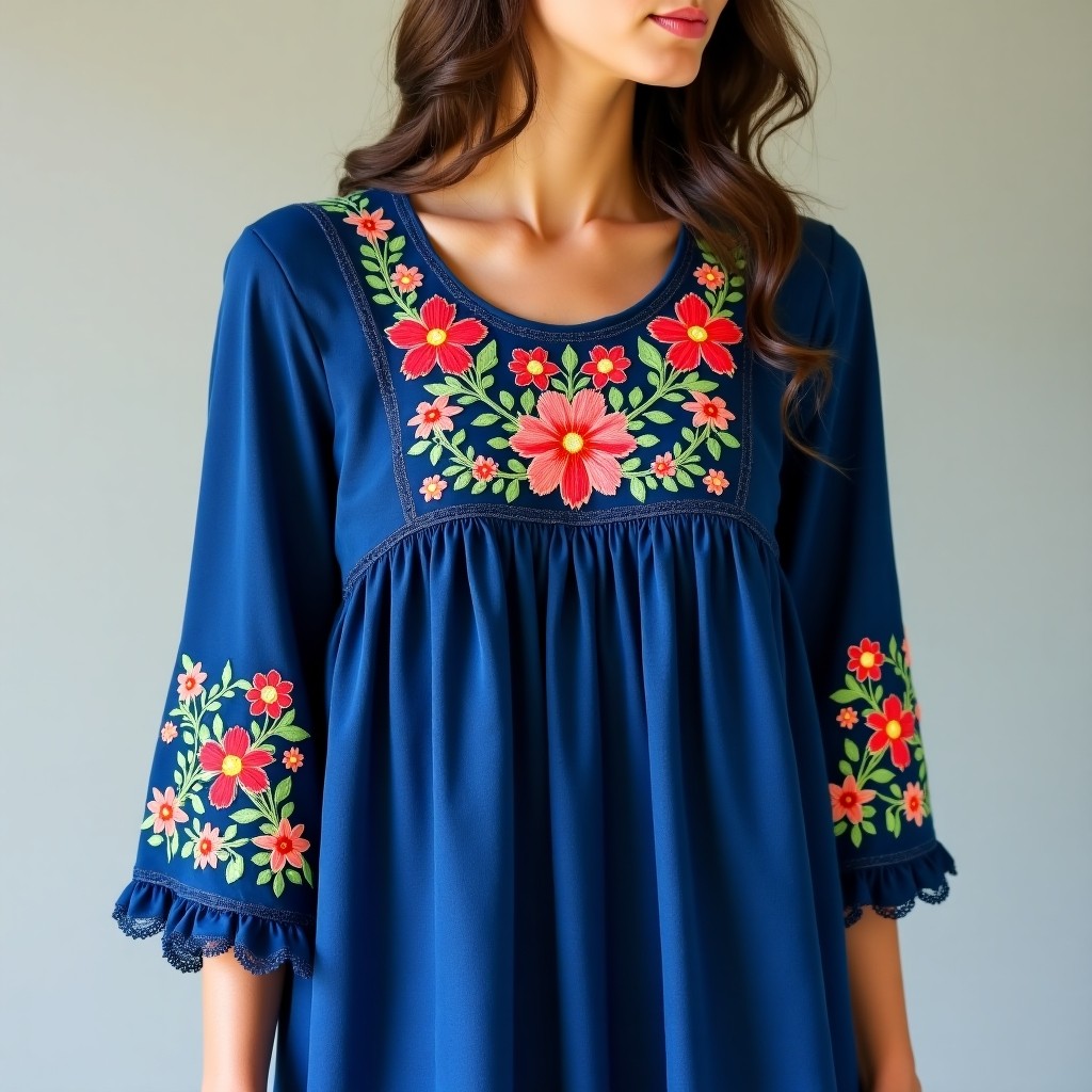 Timeless Bohemian Floral Embroidery Dress