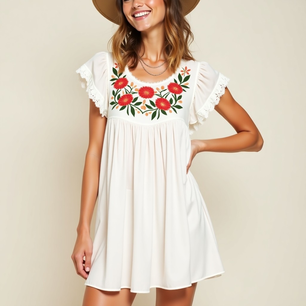 Floral Embroidered Boutique Dress