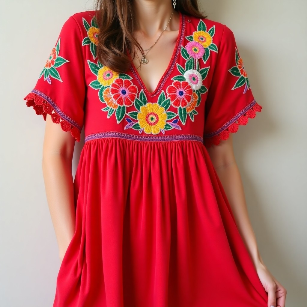 Bohemian Floral Embroidered Vacation Dress