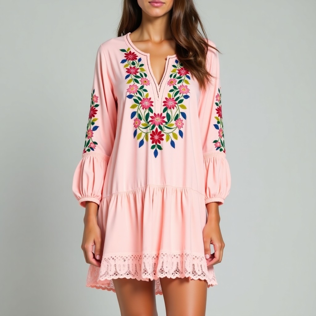 Boho Nature Embroidered Relaxed Dress