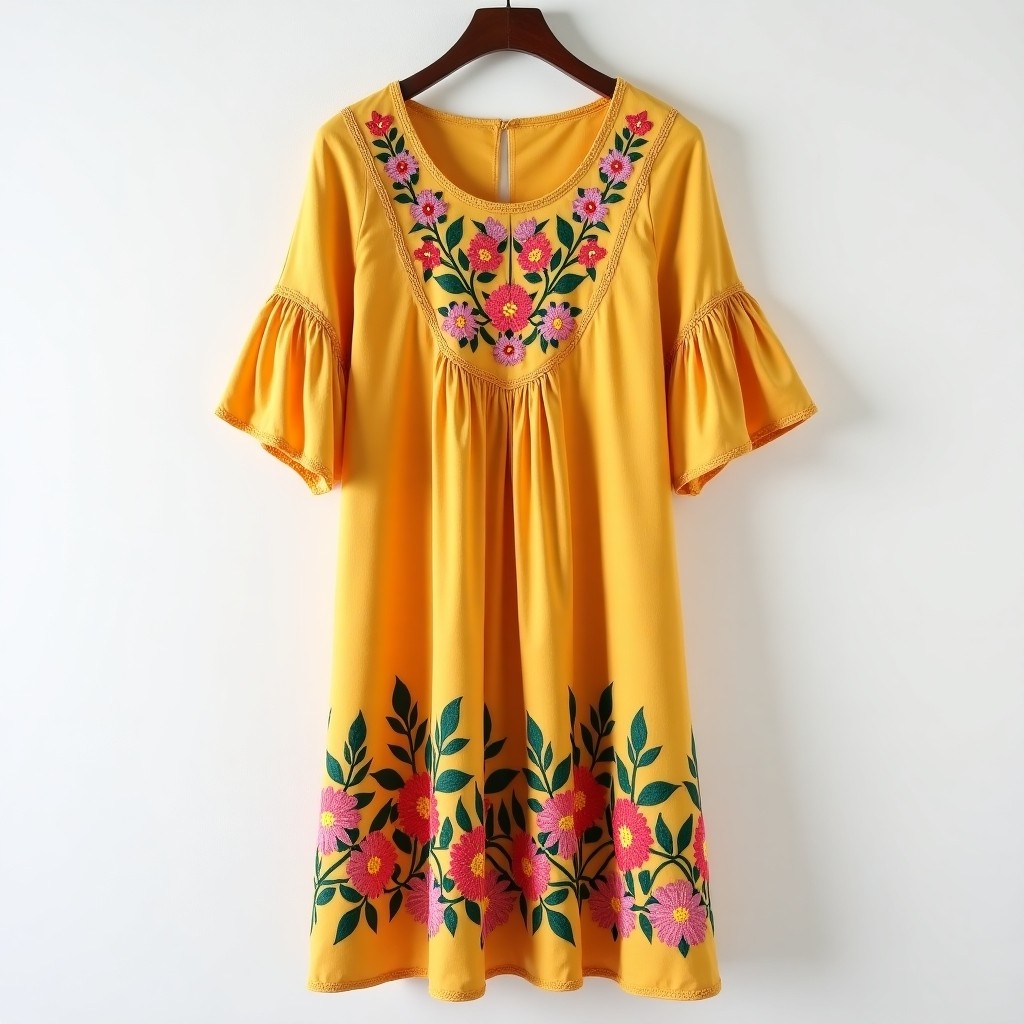 Boho Embroidered Tiered Maxi Dress