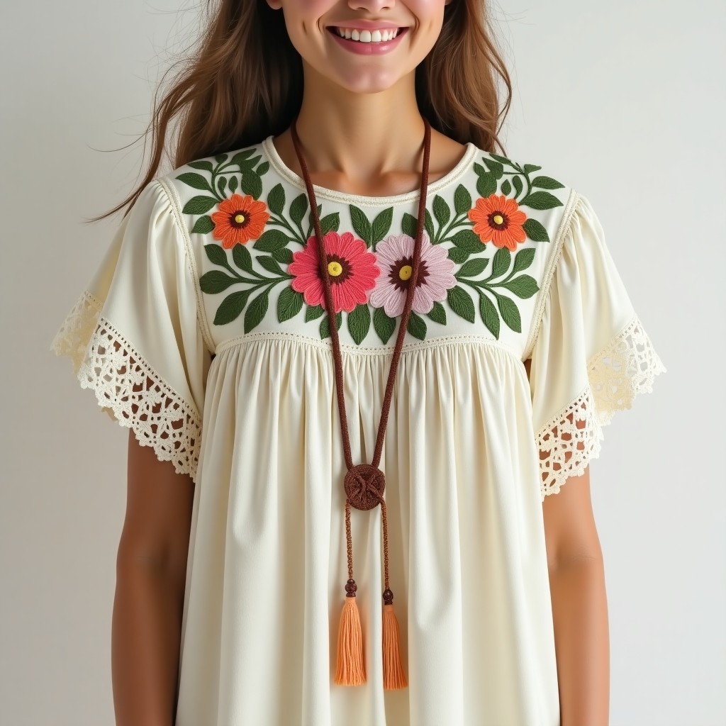 Boho Foliage Garden Embroidered Maxi Dress