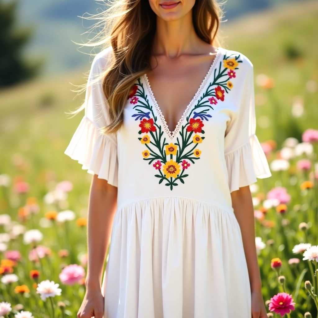 Bohemian Garden Blossom Embroidered Dress