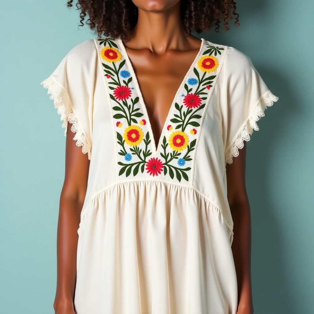 . Boho Botanical Meadow Embroidered Dress