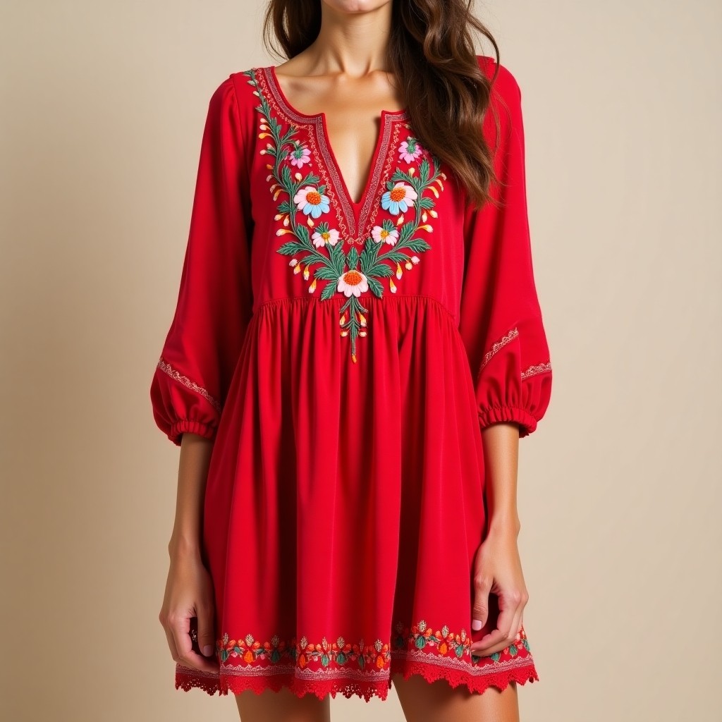 Bohemian Wildflower Trail Embroidered Maxi Dress