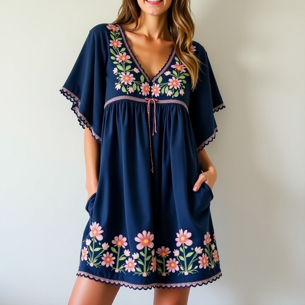 Bohemian Meadow Petal Embroidered Dress