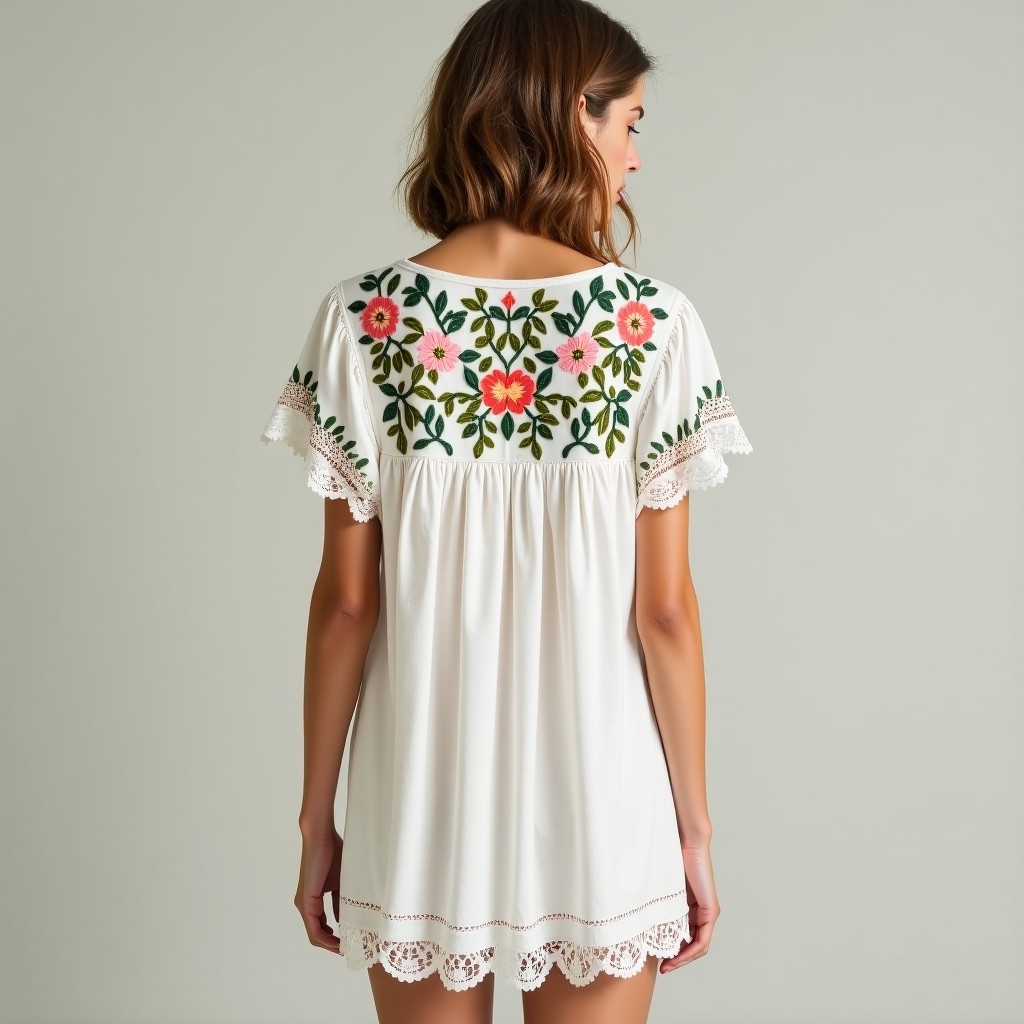 Bohemian Leaf Trail Embroidered Maxi Dress