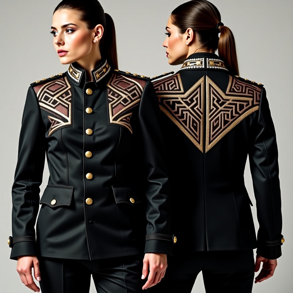 Fancy Couture Embroidered Structured Jacket Dress