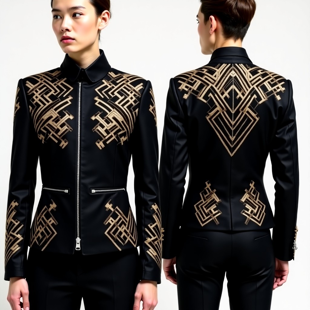 Elegant Ornamental Vine Embroidered Fashion Jacket