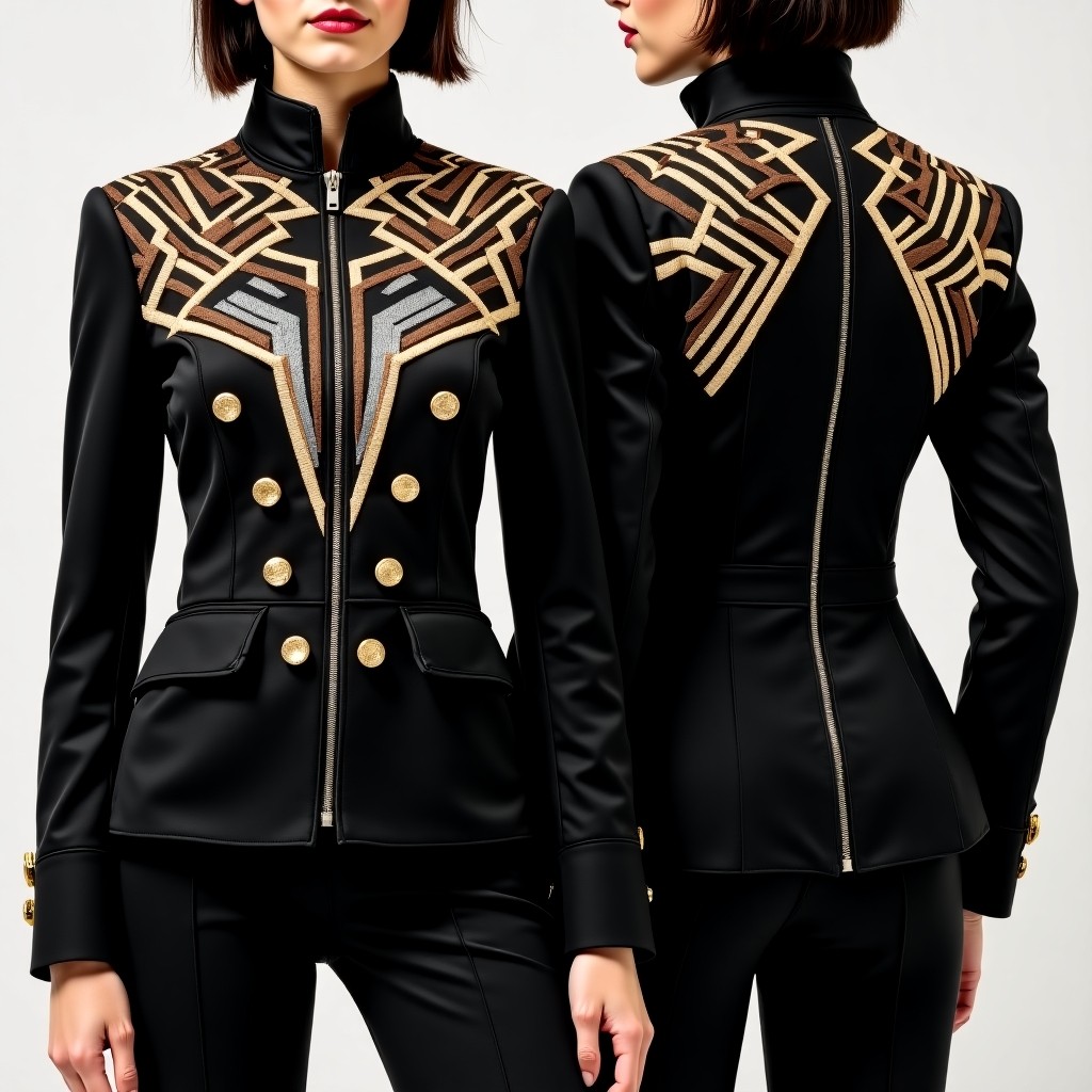 Fancy Symmetrical Floral Embroidered Jacket