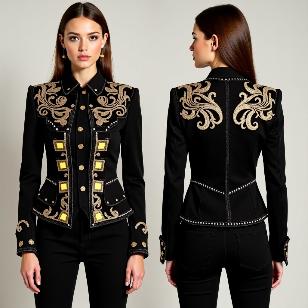 Fancy Ornamental Floral Jacket Dress