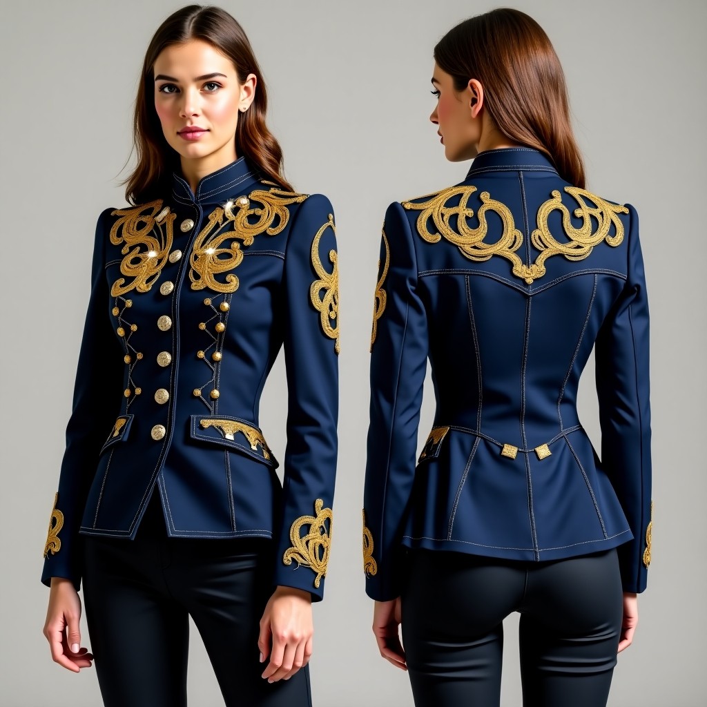 Elegant Royal Leaf Embroidered Fashion Jacket