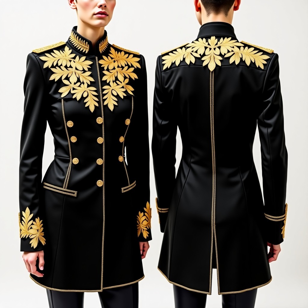 Ornate Floral Vine Formal Jacket Dress
