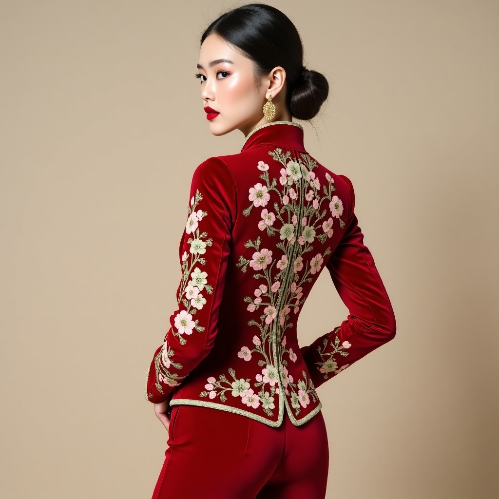 Elegant Vine Embroidered Blazer