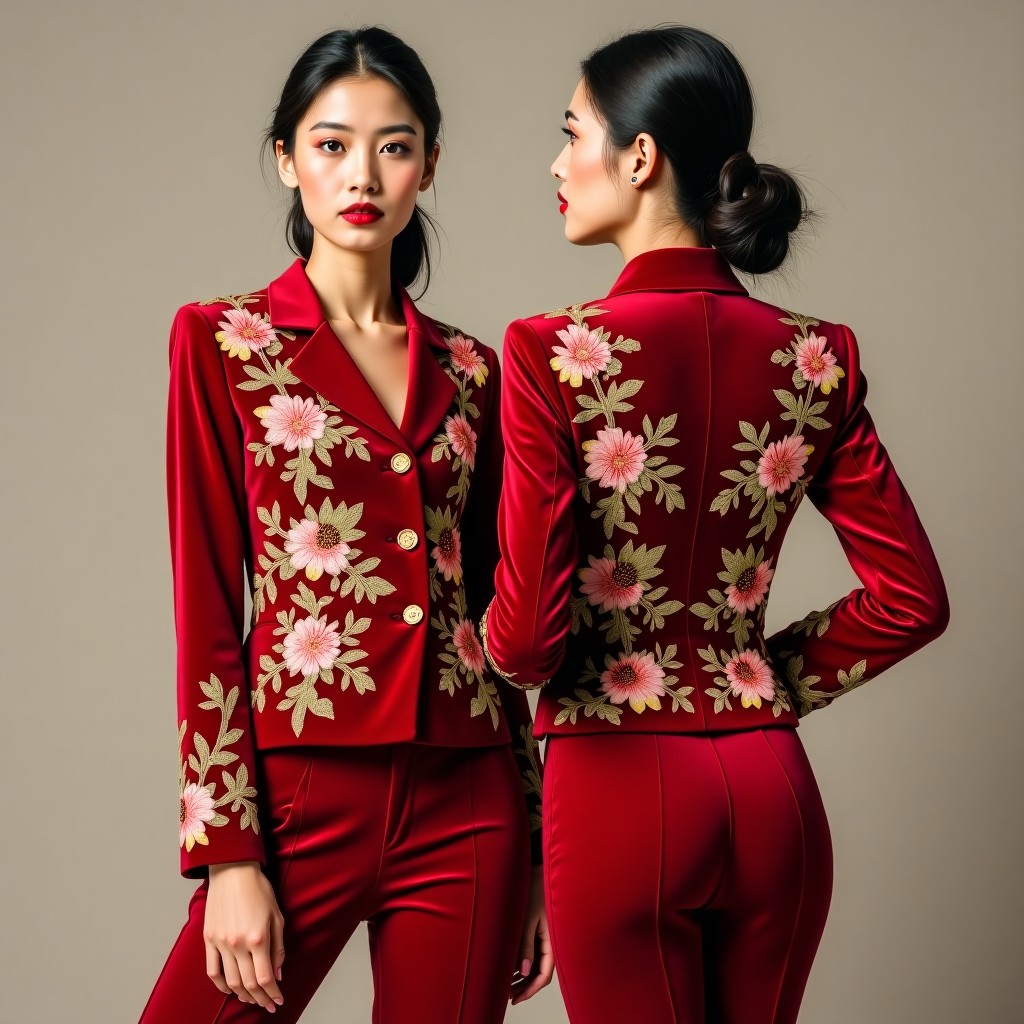 Luxury Floral Back and Sleeve Blazer