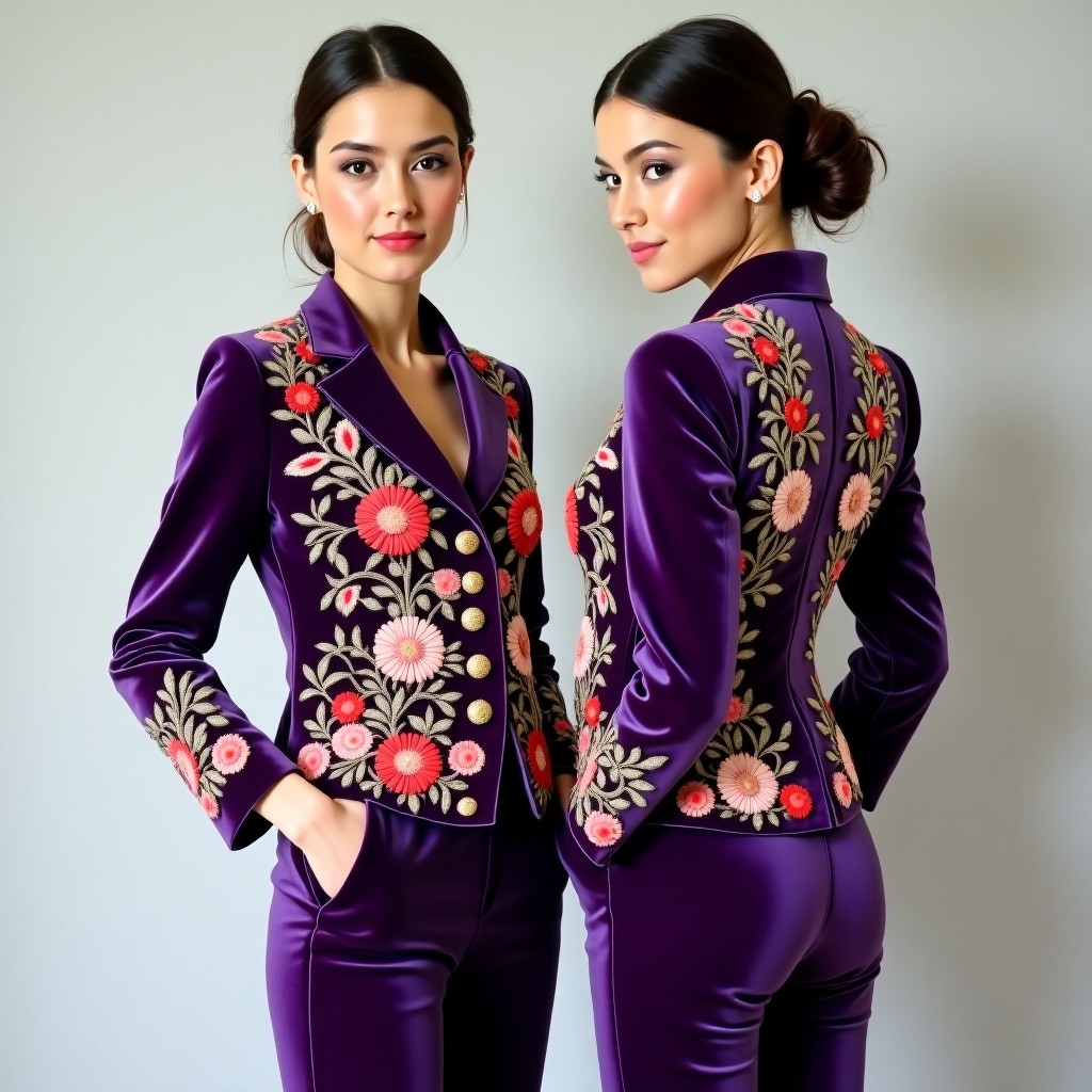 Luxury Floral Back Embroidered Blazer