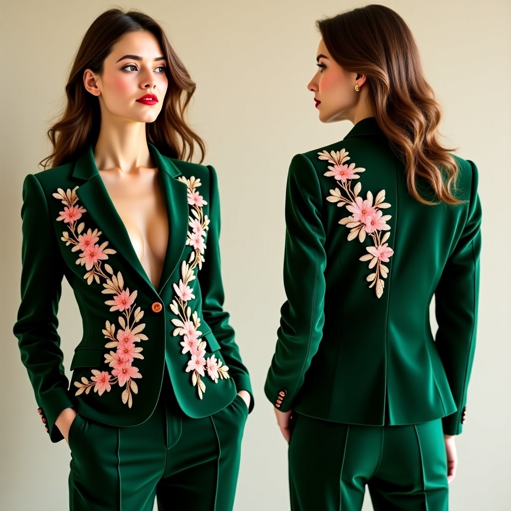 Royal Floral Embroidered Blazer