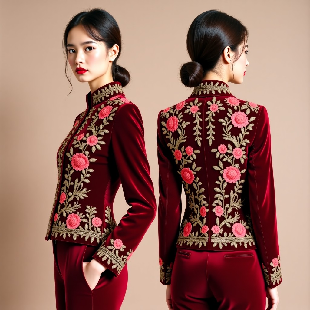 Intricate Floral Motif Blazer
