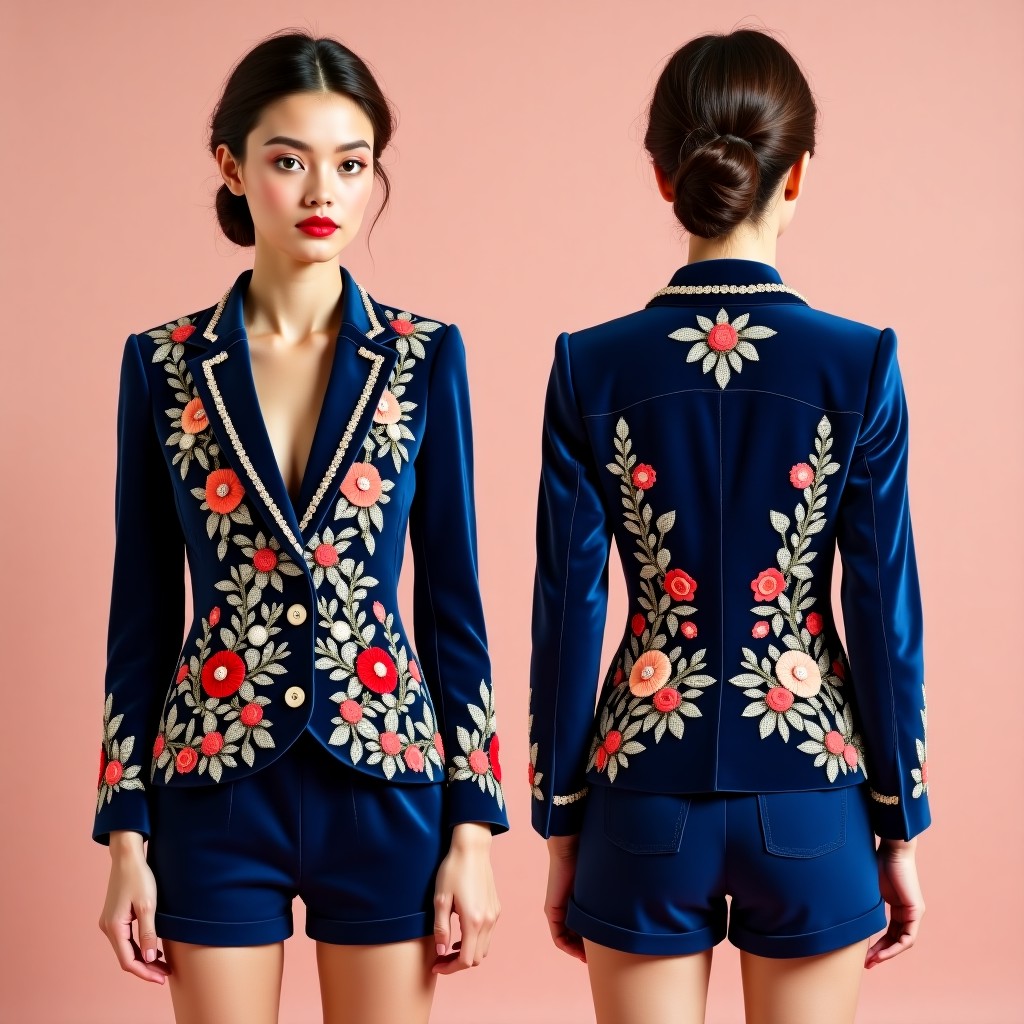 Luxury Embroidered Office Blazer