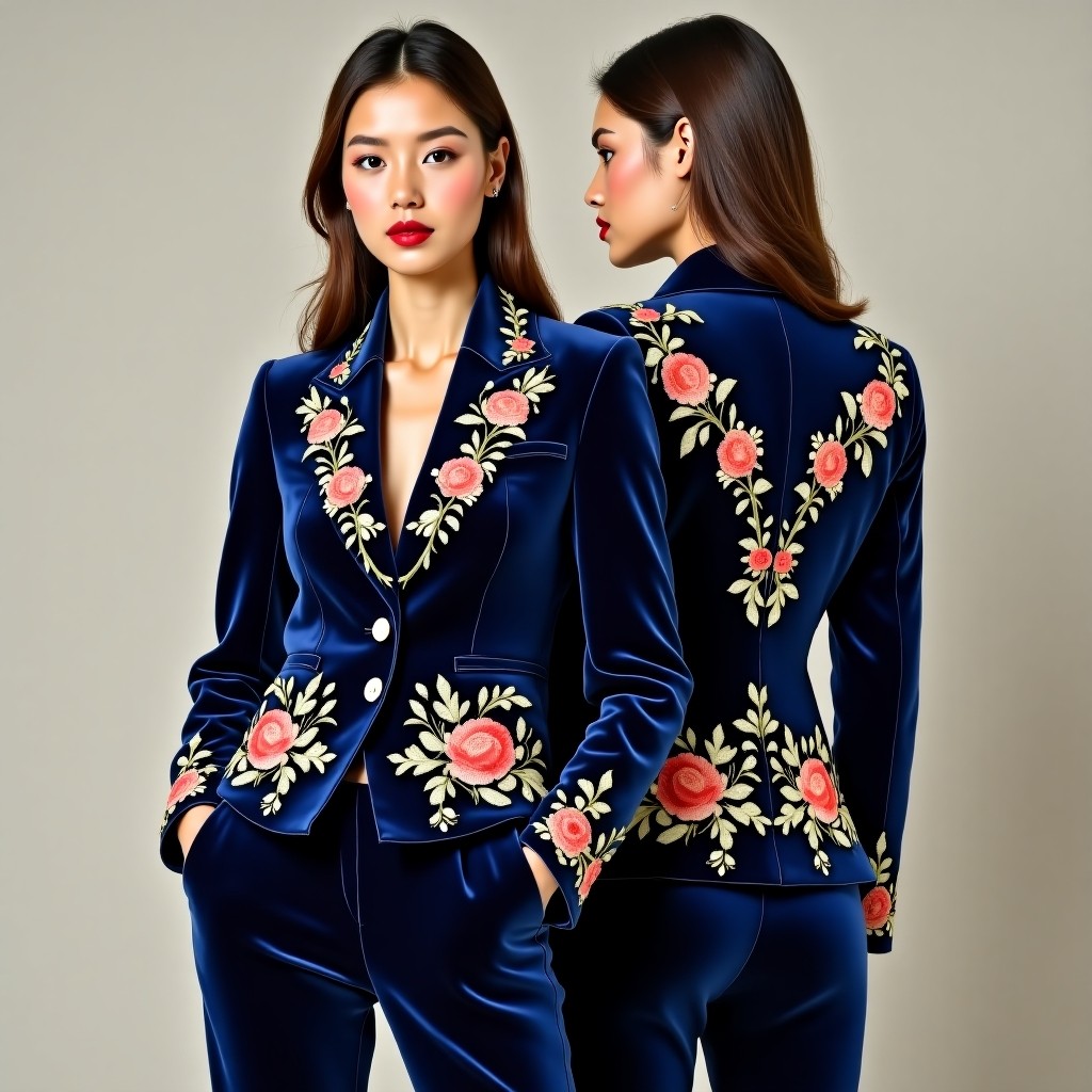 Luxury Floral Shoulder Embroidered Blazer