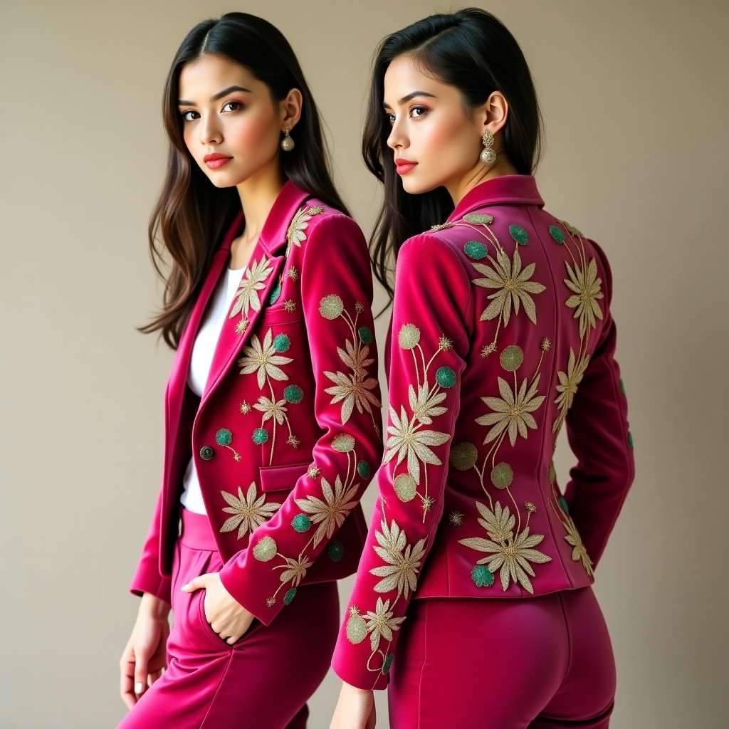 Designer Foliage Embroidered Luxury Blazer