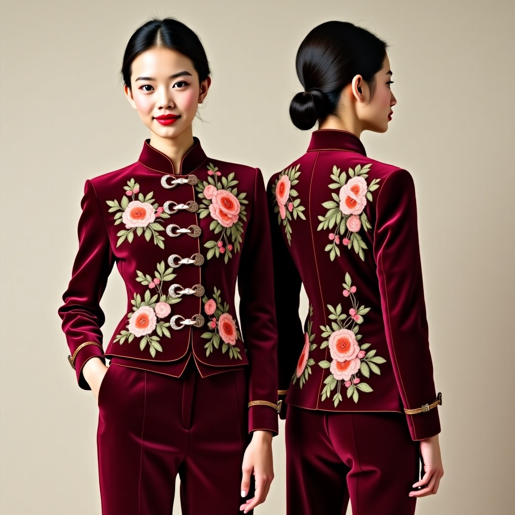 Luxury Leaf Trail Embroidered Blazer