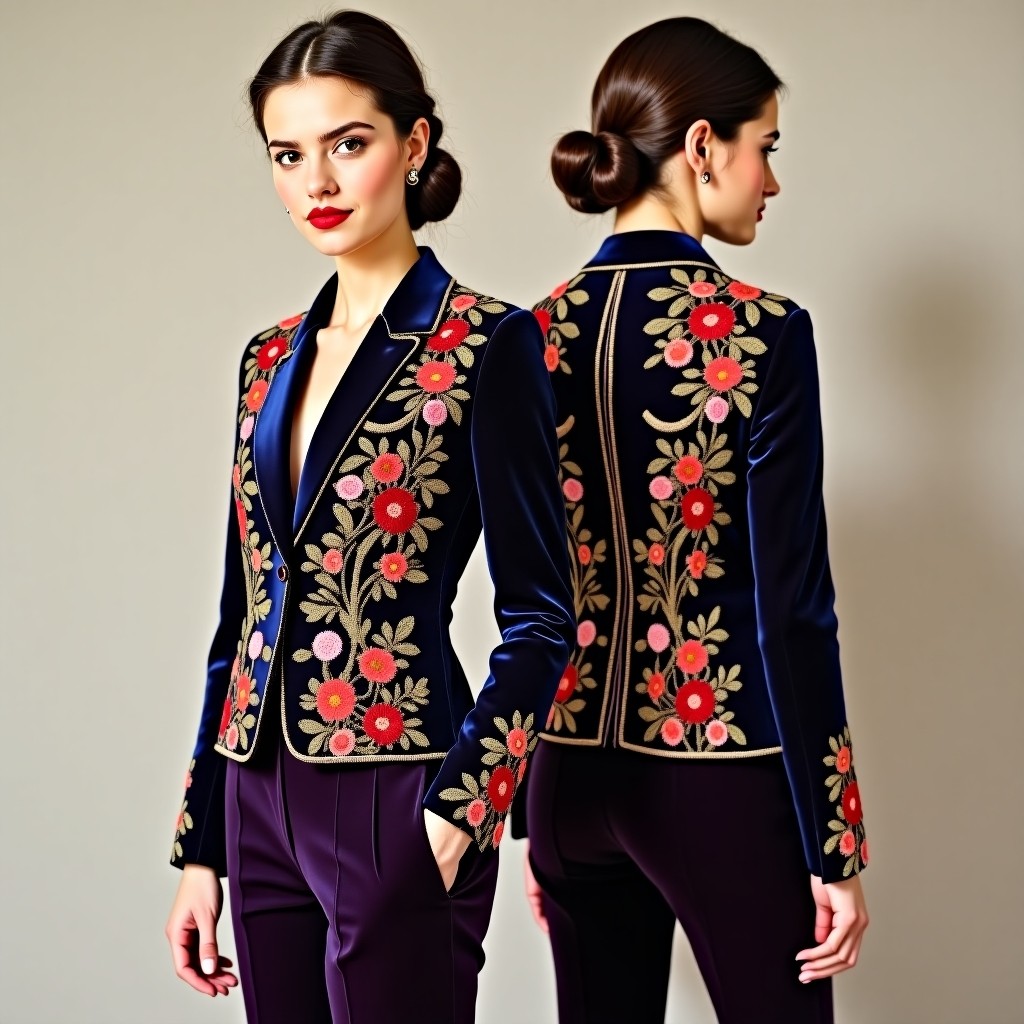 Couture Blossom Vine Embroidered Blazer