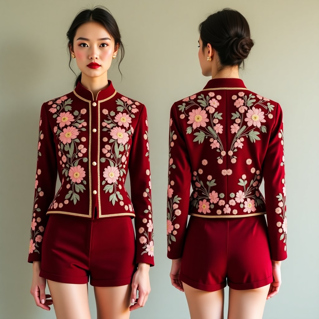 Premium Floral Branch Embroidered Blazer