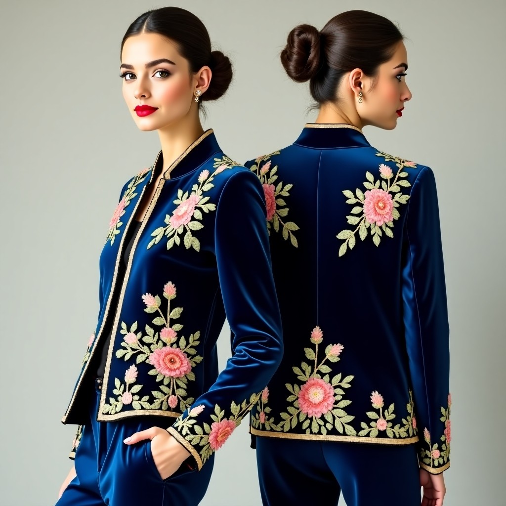 Luxury Botanical Floral Scroll Blazer
