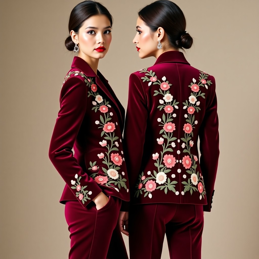 Elegant Blossom Vine Tailored Blazer
