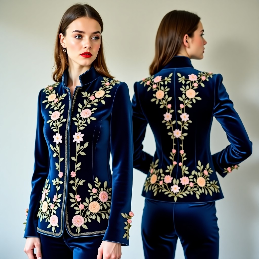 Floral Branch Embroidered Luxury Blazer