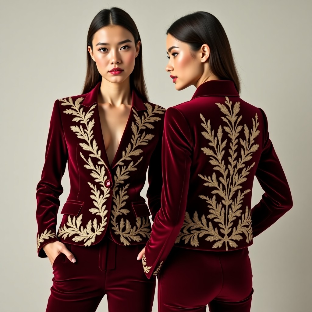 Luxury Botanical Vine Panel Blazer