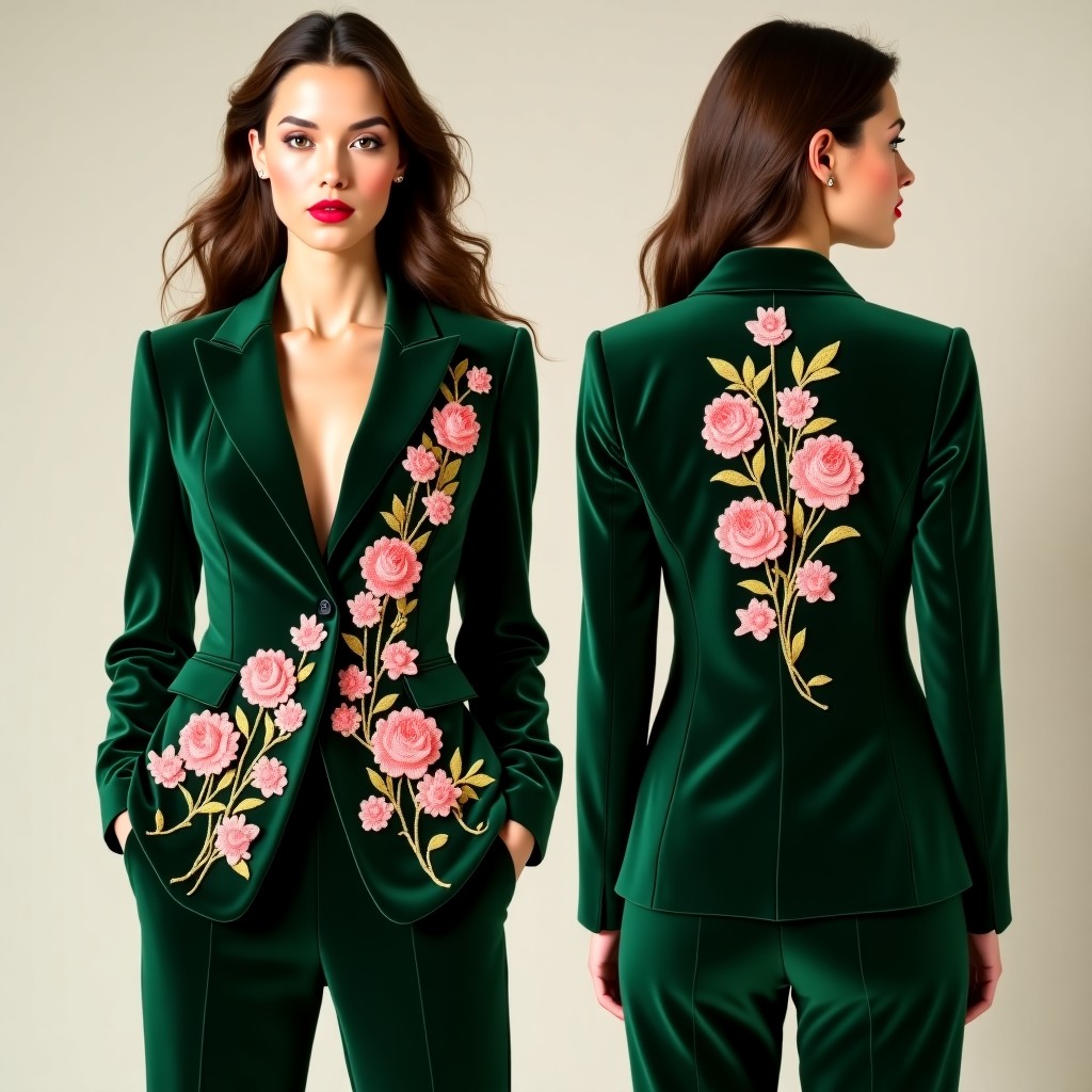Ornamental Floral Front Embroidered Blazer