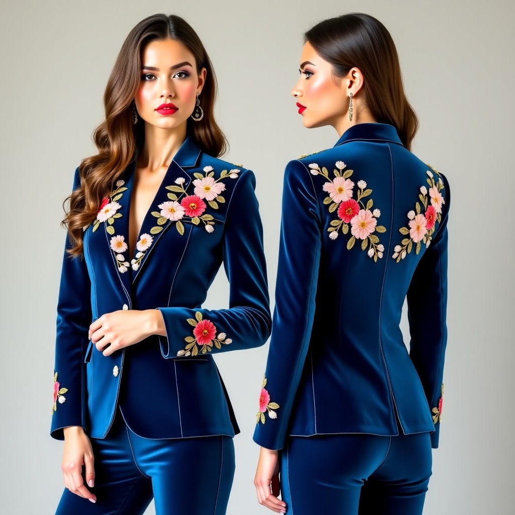 Designer Floral Trail Embroidered Blazer