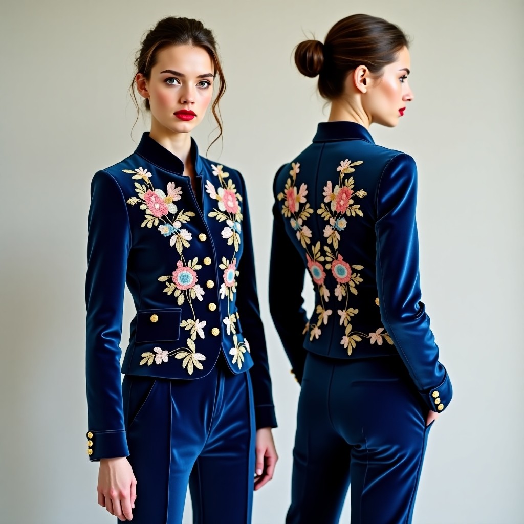 Luxury Floral Shoulder Panel Blazer