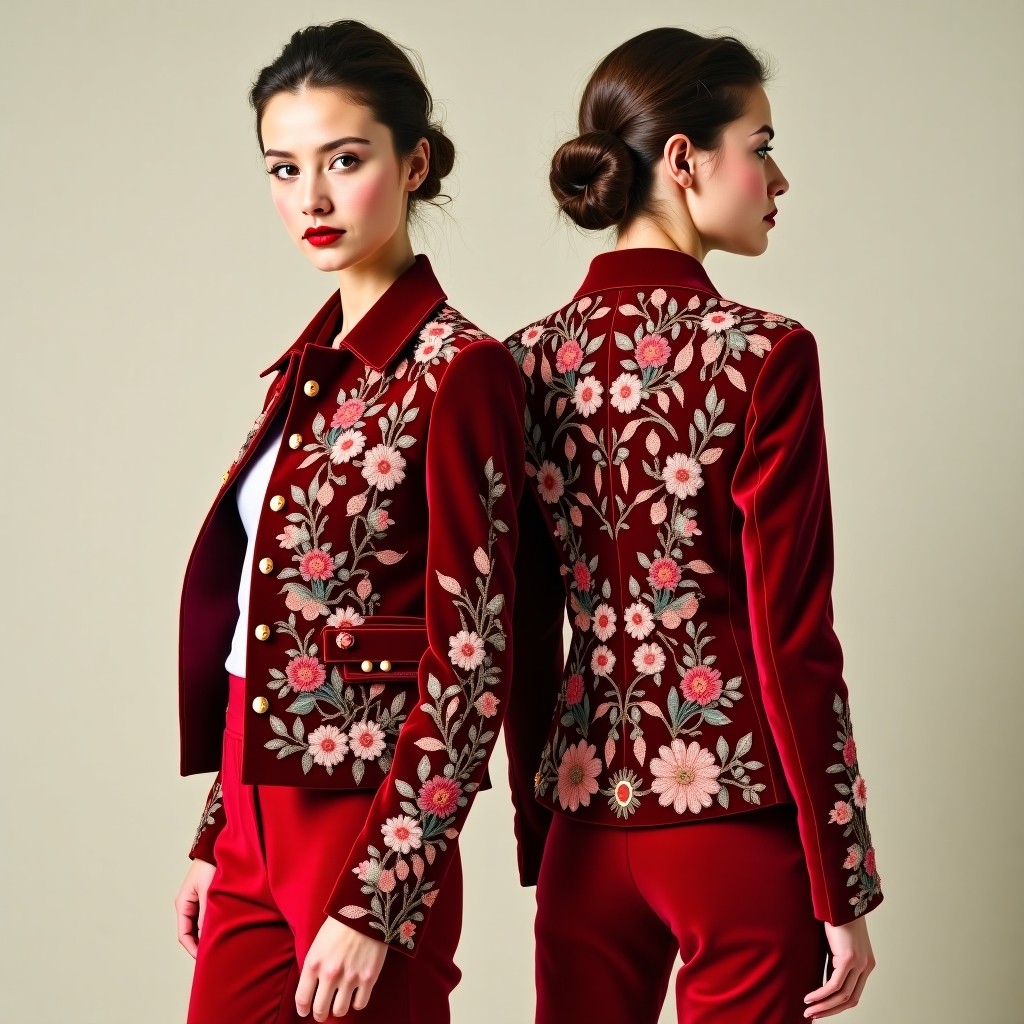 Elegant Floral Crest Embroidered Blazer