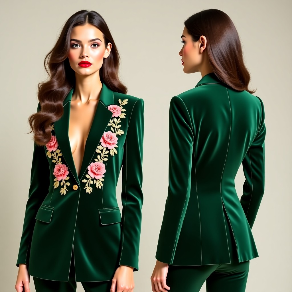 Ornate Leaf Embroidered Luxury Blazer