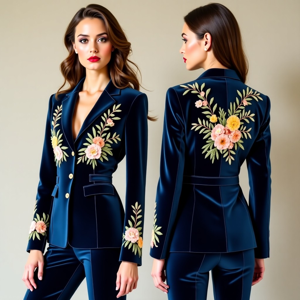 Designer Floral Vine Statement Blazer