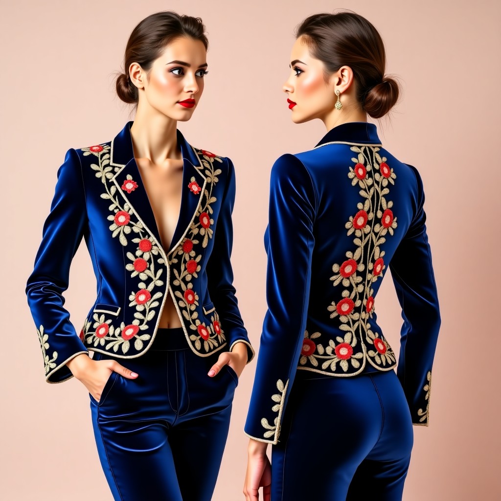 Luxury Botanical Embroidered Couture Blazer
