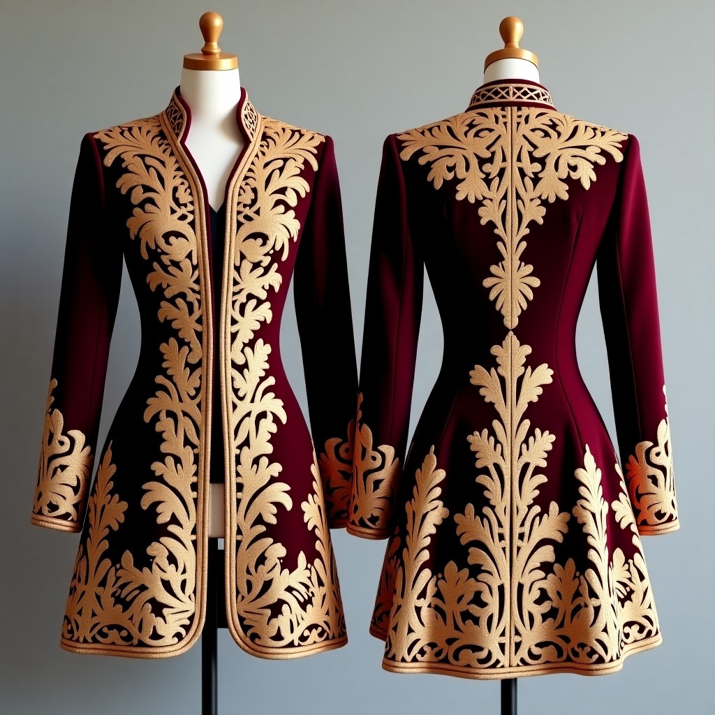 Designer Floral Panel Embroidered Jacket