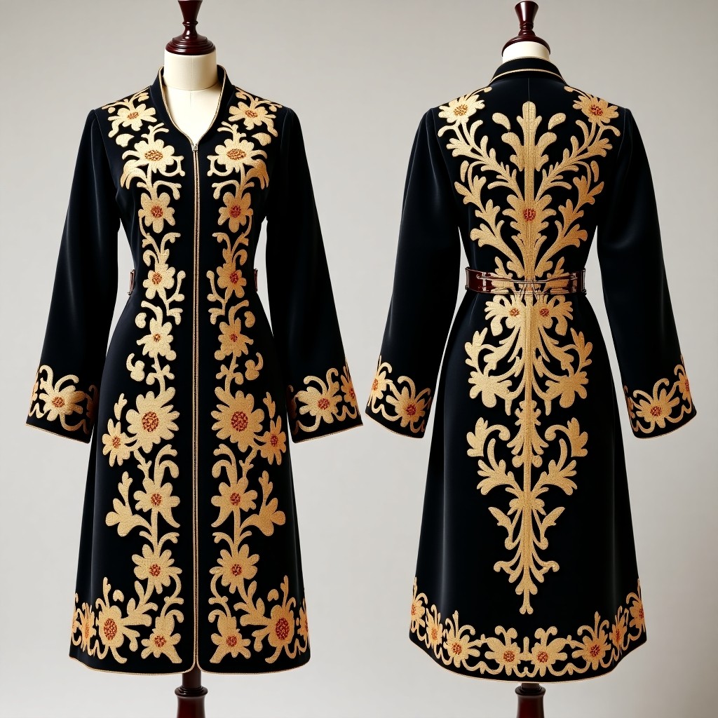 Raised Satin Floral Embroidered Jacket