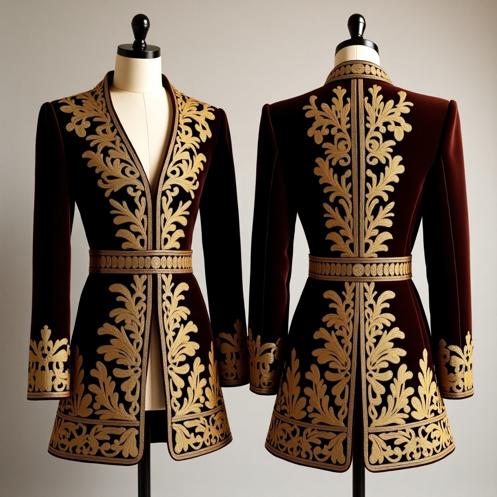 Designer Floral Panel Embroidered Jacket