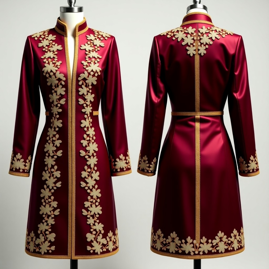 Elegant Embroidered Mandarin Collar Jacket