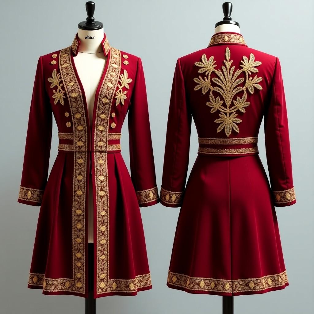 Royal Vine Motif Embroidered Tailored Jacket