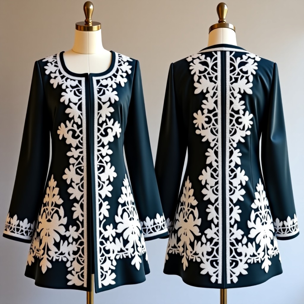 Embroidered Fitted Velvet Statement Jacket